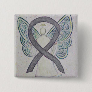 Silver Gnistra Angel Awareness Ribbon Art Stift Knapp