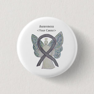 Silver Gnistra Awareness Ribbon Angel Anpassningsb Knapp