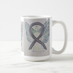 Silver Gnistra Awareness Ribbon Angel Art Mugg