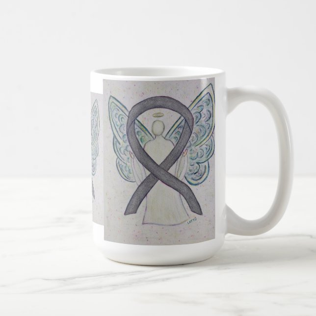 Silver Gnistra Awareness Ribbon Angel Art Mugg (Höger)
