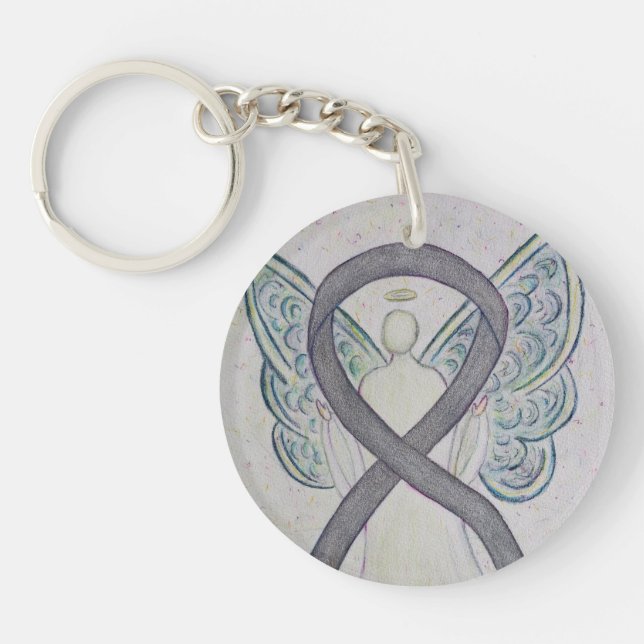 Silver Gnistra Awareness Ribbon Angel Nyckelring  (Framsidan)