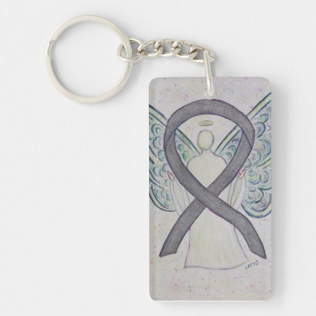 Silver Gnistra Awareness Ribbon Angel Nyckelring  (Framsidan)