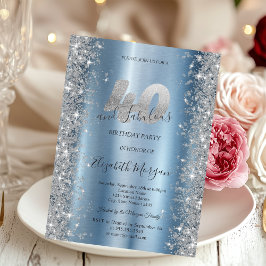 Silver Gnistra Diamonds Blue 40:e födelsedagen Inbjudningar