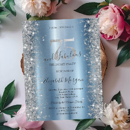 Silver Gnistra Diamonds Blue 75:e Birthday Inbjudningar