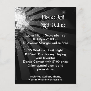Silver Gnistra Disco Boll Party Flygblad