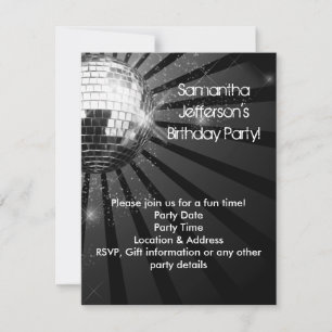 Silver Gnistra Disco Boll Party Inbjudningar