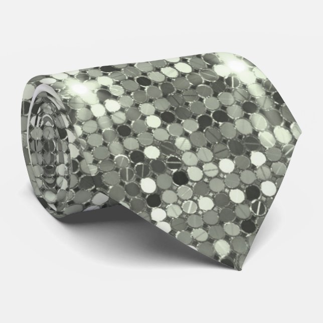 Silver Gnistra Disco Sequin Neck Tie Slips (Rullad)