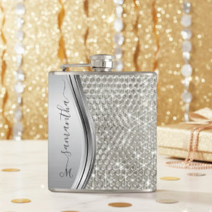 Silver Gnistra Glam Bling Personlig Metall Fickplunta