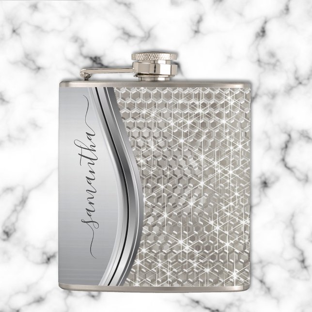 Silver Gnistra Glam Bling Personlig Metall Fickplunta (Skapare uppladdad)