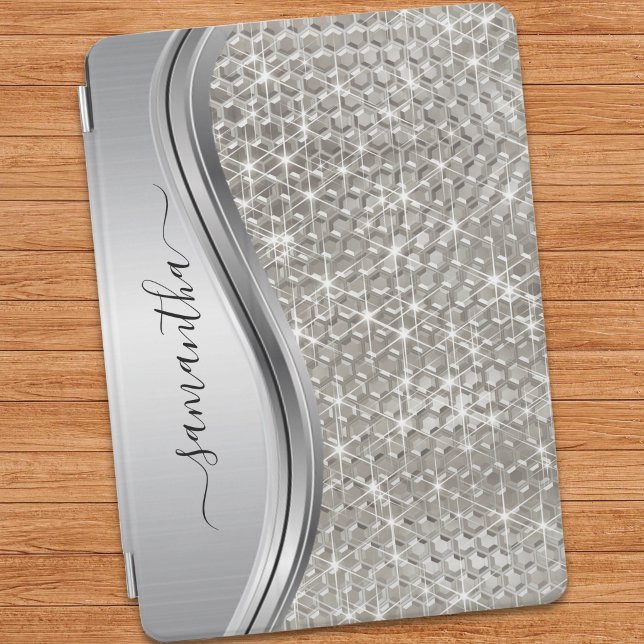 Silver Gnistra Glam Bling Personlig Metall iPad Air Skydd (Skapare uppladdad)