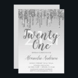 Silver Gnistra Glitter 21:a födelsedag Party Inbjudningar<br><div class="desc">Silver Gnistra och Glitter Ombre Girly Födelsedagsfest 21 (tjugoförsta) Födelsedagsfest inbjudan. Denna moderna 21-årsinbjudan är perfekt för Glam Glitter Girly Party att tittar fira i stil. Kontakta designern om du vill matcha anpassade objekt.</div>