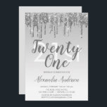 Silver Gnistra Glitter 21:a födelsedag Party Inbjudningar<br><div class="desc">Silver Gnistra och Glitter Ombre Girly Födelsedagsfest 21 (tjugoförsta) Födelsedagsfest inbjudan. Denna moderna 21-årsinbjudan är perfekt för Glam Glitter Girly Party att tittar fira i stil. Kontakta designern om du vill matcha anpassade objekt.</div>