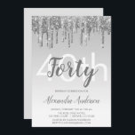 Silver Gnistra Glitter 40:e födelsedag Party Inbjudningar<br><div class="desc">Silver Gnistra och droppa Glitter Ombre Girly Födelsedagsfest 40:e födelsedagsinbjudan. Denna moderna 40-årsinbjudan är perfekt för den moderna och elegant Gnistran Glitter Girly Party att tittar fira i stil. Kontakta designern om du vill matcha anpassade objekt.</div>