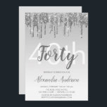 Silver Gnistra Glitter 40:e födelsedag Party Inbjudningar<br><div class="desc">Silver Gnistra och droppa Glitter Ombre Girly Födelsedagsfest 40:e födelsedagsinbjudan. Denna moderna 40-årsinbjudan är perfekt för den moderna och elegant Gnistran Glitter Girly Party att tittar fira i stil. Kontakta designern om du vill matcha anpassade objekt.</div>