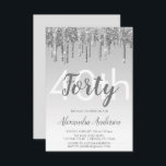 Silver Gnistra Glitter 40:e födelsedag Party Inbjudningar<br><div class="desc">Silver Gnistra och droppa Glitter Ombre Girly Födelsedagsfest 40:e födelsedagsinbjudan. Denna moderna 40-årsinbjudan är perfekt för den moderna och elegant Gnistran Glitter Girly Party att tittar fira i stil. Kontakta designern om du vill matcha anpassade objekt.</div>
