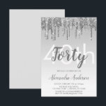 Silver Gnistra Glitter 40:e födelsedag Party Inbjudningar<br><div class="desc">Silver Gnistra och droppa Glitter Ombre Girly Födelsedagsfest 40:e födelsedagsinbjudan. Denna moderna 40-årsinbjudan är perfekt för den moderna och elegant Gnistran Glitter Girly Party att tittar fira i stil. Kontakta designern om du vill matcha anpassade objekt.</div>