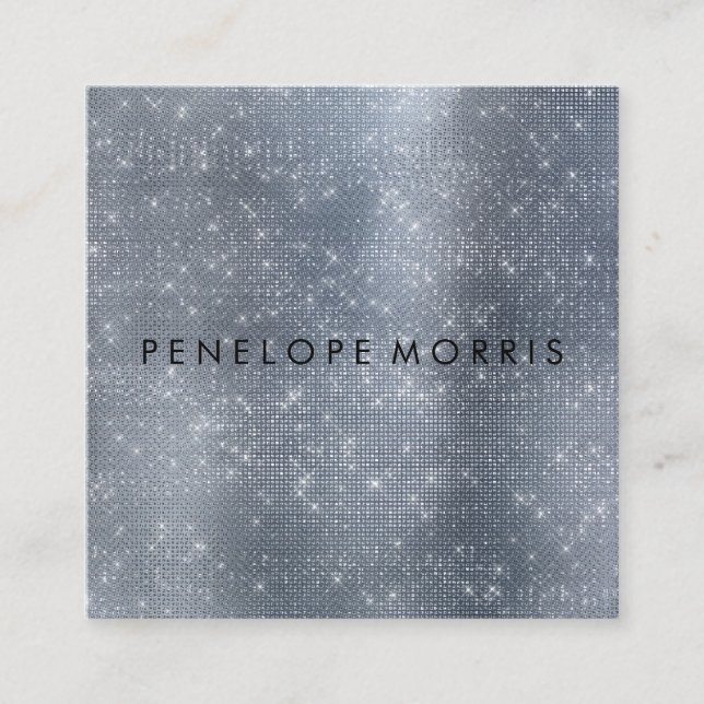 Silver Gnistra Glitter Beauty Stylist Fyrkantigt Visitkort (Framsida)