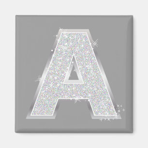 Silver Gnistra Glitter Brev A Monogram Magnet