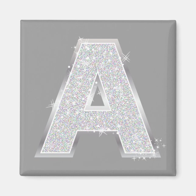 Silver Gnistra Glitter Brev A Monogram Magnet (Framsidan)