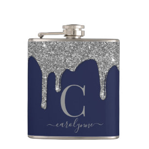 Silver Gnistra Glitter Driver marinblått monogram  Fickplunta