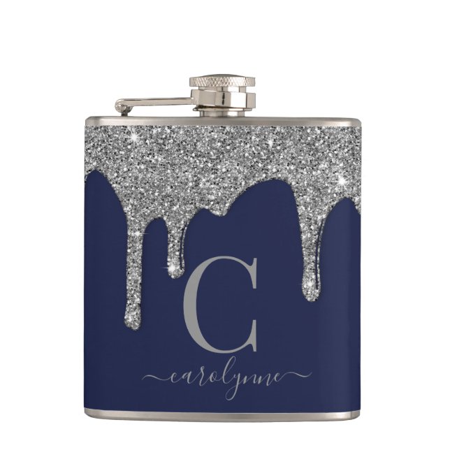 Silver Gnistra Glitter Driver marinblått monogram  Fickplunta (Framsidan)