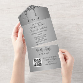 Silver Gnistra Glitter Grått-skript OSA QR-kod