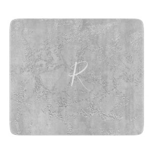 Silver Gnistra Glitter Marble Monogram
