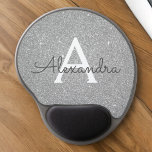 Silver Gnistra Glitter Monogram Namn Mousepad Gel Musmatta<br><div class="desc">Silver Gnistra Glitter Monogram Namn Monogram Mousepad. Den här muspekaren kan anpassas till din första namn. Kontakta designern om du vill ha anpassade matchande objekt.</div>