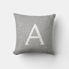 Silver Gnistra Glitter Monogram Namn och inledande Kudde