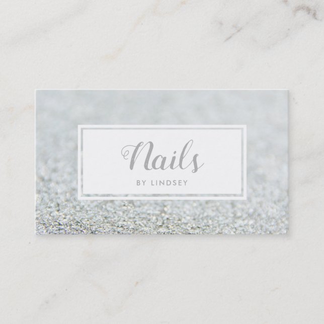 Silver Gnistra Glitter Nail Artist Visitkort (Framsida)