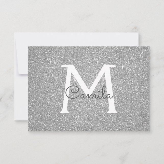 Silver Gnistra Glitter Quinceanera Spara datum Datumet (Framsida)