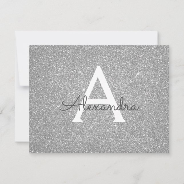 Silver Gnistra Glitter Sweet 16 Spara datumet (Framsida)