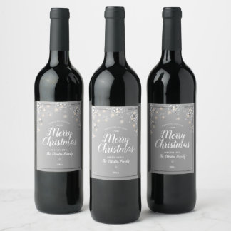 Silver Gnistra God jul Vinflaska Etikett