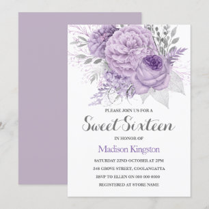 Silver Gnistra Lavender Sweet sixteen Inbjudan
