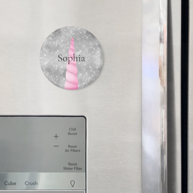 Silver Gnistra Rosa Glam Unicorn Birthday Magnet (In Situ (Fridge))