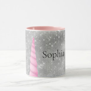 Silver Gnistra Rosa Glam Unicorn personlig Mugg