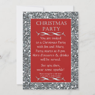 Silver Gnistra Se Red Julparty-inbjudan Inbjudningar