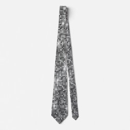 Silver Gnistra Sequin Disco Glam Neck Tie Slips