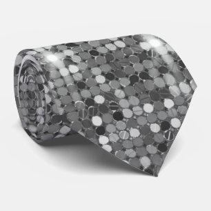 Silver Gnistra Sequin Disco Glam Neck Tie Slips