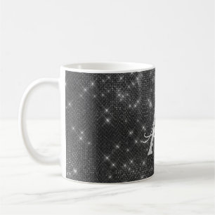 Silver Gnistra Shimmer Monogram Namn & Initial Kaffemugg