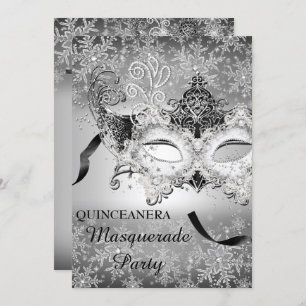 Silver Gnistra Snowflake Masquerad Quinceanera Inbjudningar