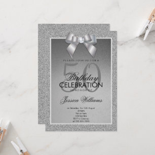 Silver Gnistra & Snyggt Gem Birthday Inbjudningar