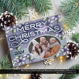 Silver God jul Lila Poinsettia Snowflake Julkort