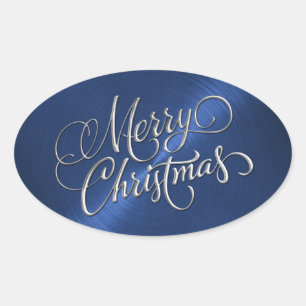 Silver God Jul Navyblå Klistermärke