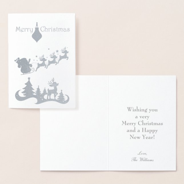 Silver God jul Santa Sleigh Folierat Kort (Display)