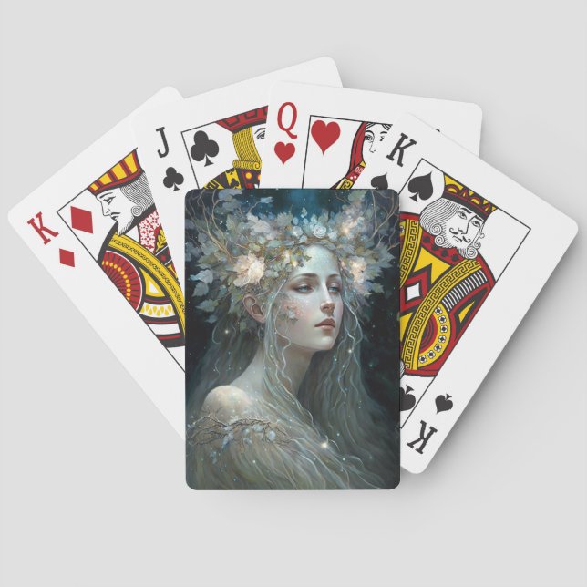 Silver Goddess Fantasy Art Casinokort (Baksidan)