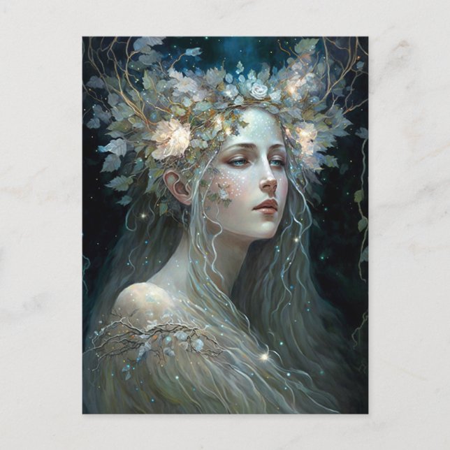 Silver Goddess Fantasy Art Vykort (Framsida)