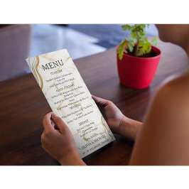 Silver & Gold Abstract Watercolor Wedding Menu  Meny