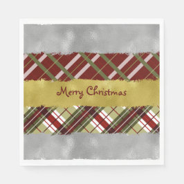 Silver, Gold And Plaid Paper Napkin Pappersservett