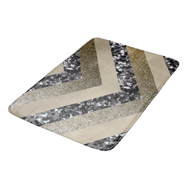 Silver Gold Chevron Glitter Glam 1 Badrumsmatta (Vinklad)